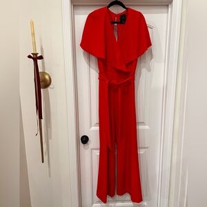 Alex Marie Vibrant Red Cape Jumpsuit